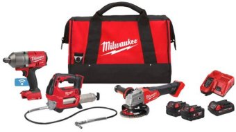 MILWAUKEE Набір акумуляторних інструментів АГРО M18 FPP3AK-523B (шліфмашина кутова акумуляторна M18 