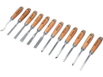 Стамески VOREL з деревяною ручкою, l= 200/100 мм, 12 шт. [6/12/144]