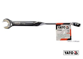 YATO Ключ ріжково-накидний, кручений 90° YATO : М= 15 x 230 мм, Cr-V  | YT-01855