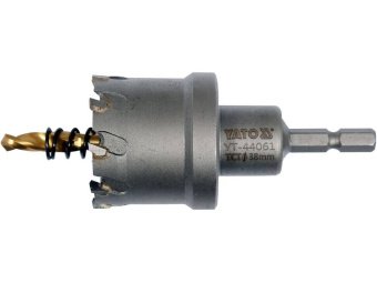 Свердло коронка по металу TCT YATO: Ø38 x103 мм, товщ. до 25мм, з напрямним, 6-гран. хвост 1/4" [10]