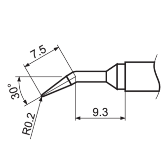 Наконечник для точкової пайки з вклад грілкою YATO заг. l= 155мм, наконеч 7,5+9,3х0,2 мм, тип T12-JL