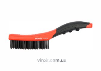 YATO Щітка дротяна сталева YATO : 4- рядна, L= 260 мм з пластмасовою ручкою  | YT-6332