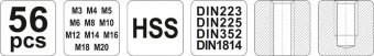 YATO Мітчики і плашки YATO Ø= М3- М20 з воротками і плашкотримачами, 56 елем.  | YT-2979