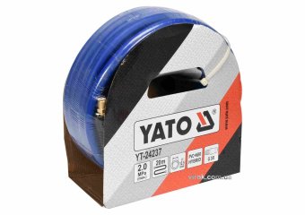 YATO Шланг пневматичний гібридний (ПВХ+БНК) YATO: Ø12.5мм x 20м, Ø=3/8", тиск ≤ 2 MPa, різьбов. з'єд