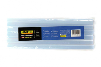 Клей стержневой прозрачный 11.0х200мм 6шт (пакет) UNIFIX