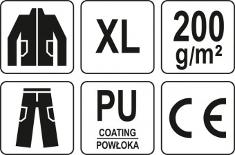 YATO Костюм з капюшоном водонепроникний YATO,розм.XL,100%поліестр покритий PU,3 кишені,з вент.отвора