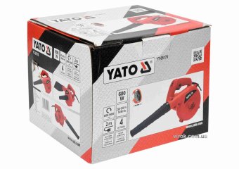 YATO Порохотяг мережевий YATO: 600Вт, 16000 об/хв, продуктивність- 4 м³/хв, кабель l= 2 м + 2 насадк