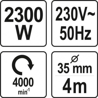 YATO Вібратор для укладання бетону мережевий YATO : 2300 Вт, з булавою l= 4 м, Ø= 35 мм  | YT-82601