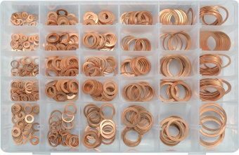 YATO Шайби мідні різних розмірівYATO, Ø= 4/8 - 30/36 мм, наб. 580 шт  | YT-068711