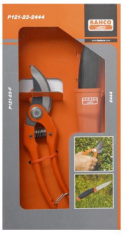 P121-23-2444 Садовый набор BAHCO Секатор плоскостной P121-23-F + Нож 2444