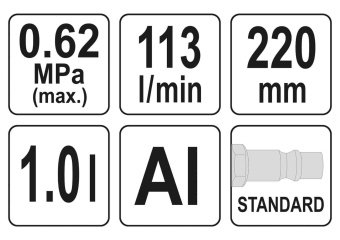 YATO Пістолет пневматичний для утворення піни YATO : бак- 1 л, сопло- 220 мм, 113 л/хв, 0.62 МПа  | 