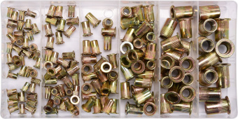 YATO Нітогайки сталеві YATO з різними розмірами М3-М10, 150 шт. в футлярі  | YT-36481