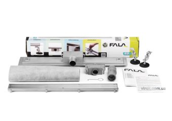 FALA Трап підлоговий для душу з нержавіючої сталі "WHITE GLASS" ; 70х 7х 7 см  | 75382