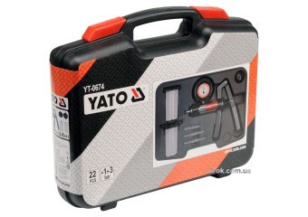 YATO Помпа ручна вакуумна YATO з обладунками, кпл. 22 шт., P= -1-3 Bar  | YT-0674