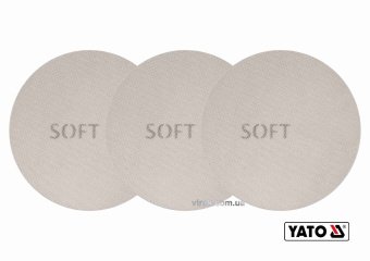YATO Сітка шліфувальна абразивна самозачепна YATO : G100, Ø= 225 мм, м'яка, кругла, 3 шт, (DW) | YT-