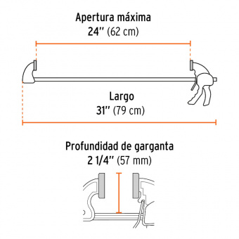 TRUPER PAR-124 Струбцина тригерна, 75кг, 620мм