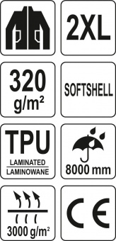 YATO Куртка робоча SOFTSHELL з прикріп капюшоном YATO розм XXL, синьо-сіра, 3 кишен, 96% поліес і 4%