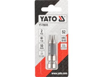 Насадка викруткова YATO TORX T30 х 50 мм. HEX 1/4", покрита нікелем, 2 шт.[10]