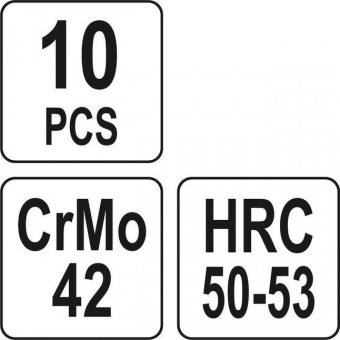 YATO Набір екстракторів-насадок YATO Ø 3-11 мм, для зломаних гвинтів, 10 Од.  | YT-05890