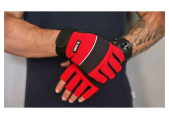 YATO Рукавиці робочі з відкритими пальцями YATO : штучна шкіра + синтетична тканина, розмір 9  | YT-