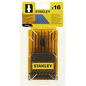 STANLEY STA28160 Набор из 16-ти полотен для лобзика. Посадка T-образная. Тип HCS/HSS. Универсал