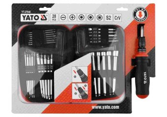 YATO Викрутка реверсивна з набором біт YATO : HEX-1/4", CrV, 28 шт + чохол  | YT-27940