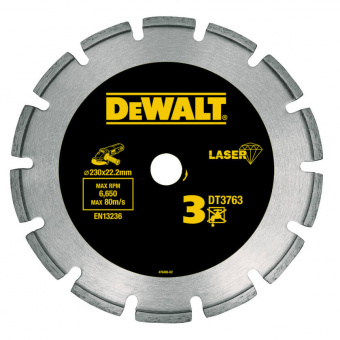 Круг алмазний DeWALT, бетон/цегла/гипрок/граніт, 230x2.8х22.23 мм | DT3763