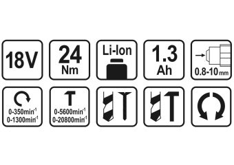 STHOR Шуруповерт-дриль ударний акумуляторний : 18 В, Li-Ion 1,3 АхГод, КМ- 22 Nm, патрон Ø≤10 мм  | 