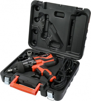 YATO Гайковерт ударний мережевий YATO: 1/4" HEX x 1/2" F, 1020Вт, 600Нм, 2600 об/хв +4 головки і кей