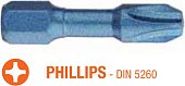 USH Насадка викруткова ударна Blue Shock Phillips PH3 x 30 мм Torsion, Уп. 5 шт. | UUSE0062443