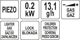 YATO Пальник газовий YATO 200 Вт, з заправлювальною ємністю; витрата 13,1 гр/год  | YT-36725