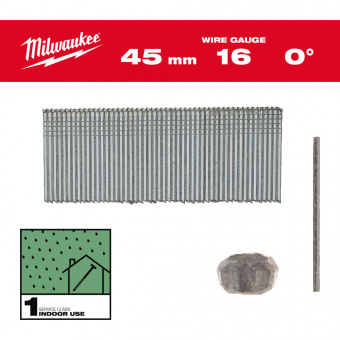 MILWAUKEE Цвяхи 16G, 0°/45мм, (2500шт.) | 4932498315