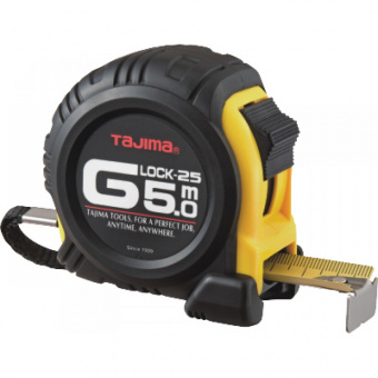 Рулетка строительная ударопрочная TAJIMA G-LOCK, GL25-50EB-EUR - 5м×25мм