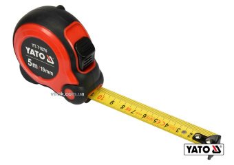 YATO Рулетка YATO : L= 5м x 19мм,з сталевою стрічкою, нейлоновим покриттям, подвійним блокуванням  |