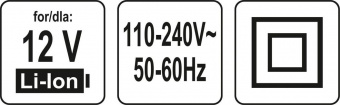 YATO Зарядний пристрій акумуляторів YATO Li-Ion 12 В від електро-мережі 230 В  | YT-82912