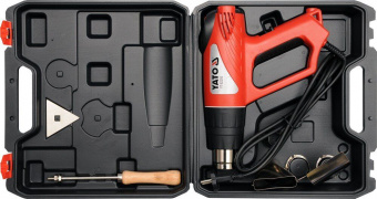 YATO Фен технічний мережевий YATO : P= 2000 Вт 0~550°C, з регулятором темп-ри, 5 t°.реж + 6 аксесуар