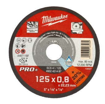 MILWAUKEE Диск відрізний по металу, SCS 42/125х0.8 PRO+, Ø125мм | 4932498201