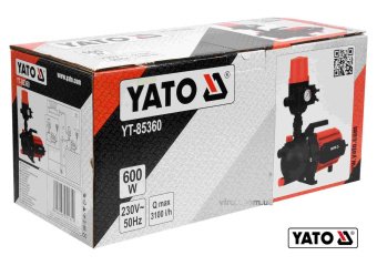 YATO Насос для води поверхневий мережевий YATO: 600Вт, 3100 л/год, макс.висота-35 м, макс.глибина-9 