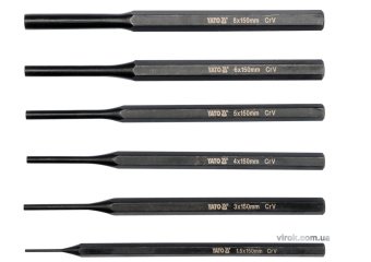 YATO Пробійники слюсарні YATO : Ø=1.5; 3; 4; 5; 6; 8 мм, l=150 мм, Набір. 6 шт.  | YT-47121