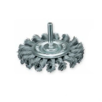 Щетка дисковая 75х15 мм, хвостовик 6 мм, нерж. проволока 0.5 мм, Z18 жгутов, 25000 об / мин LESSMANN