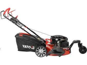 Газонокосарка бензинова YATO з приводом: 3,5кВт, ширина різання: Ø= 53 см, травозбірник- 62л