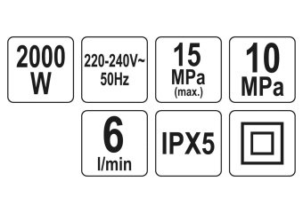 YATO Мийка високого тиску мережева YATO : 2000 Вт, макс. P= 15 МПа, 6 л/хв, шланг- 5 м  | YT-85915