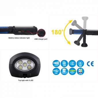 KING TONY Фонарь светодиодный 3W COB + 5 LED | 9TA27A