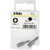Бита FELO INDUSTRIAL PH1x25 мм, шестигранный хвостовик 1/4, форма С 6,3, блистер 2 шт (02201036)