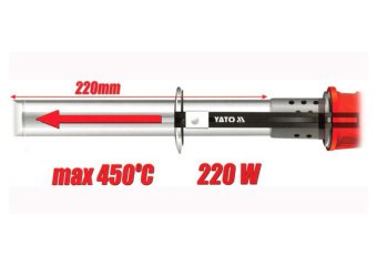 YATO Термоніж до пінопласту ел-мережевий YATO. P=220Вт, з регулятором температури 70-450°С, l=220 мм