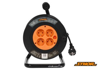 STHOR Подовжувач мережевий на котушці : l= 40 м, 4 гнізда, 3-жильний, Ø= 1 мм², IP44  | 82693