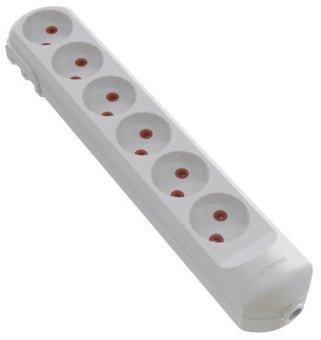Колодка мережева VIROK: з 6 гніздами без заземлення