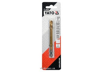 YATO Свердло фрезерувальне по металу YATO : HSS-TIN, Ø= 8 мм, l= 99 мм, HEX - 1/4"  | YT-44826