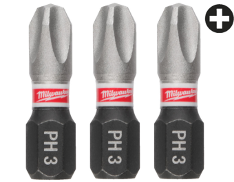 MILWAUKEE Біта SHOCKWAVE, PH3, 25мм, (3шт)
