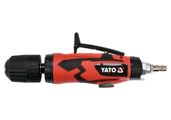 YATO Дриль пневматичний прямий YATO : Ø= 1/4", самозатискний патрон Ø≤10 мм, 6.3 Bar, 113 л/хв  | YT
